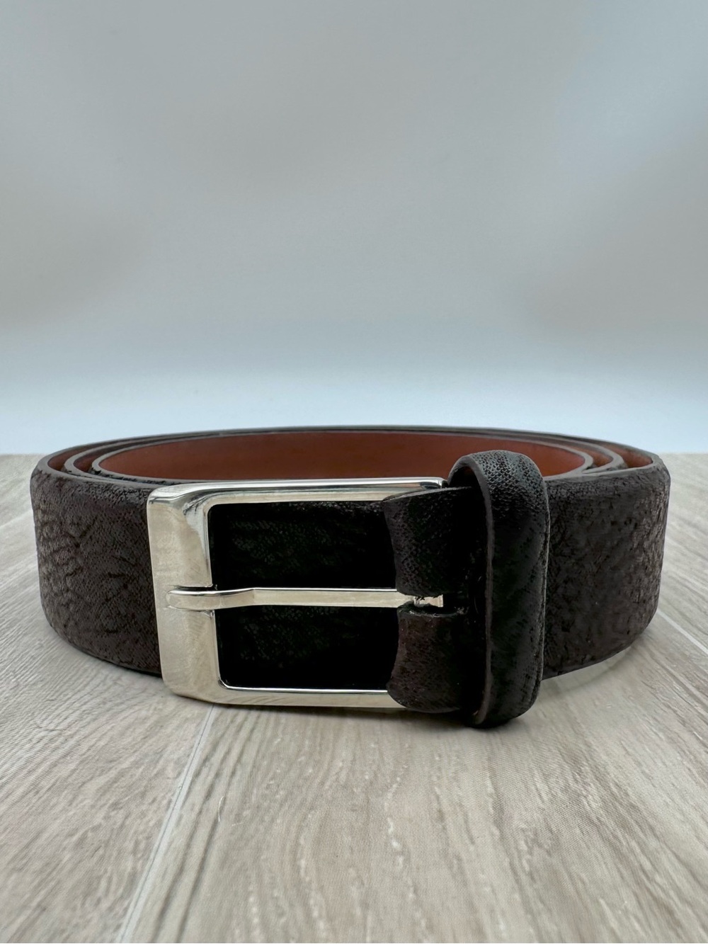 Fullum & Holt Imported Genuine Skark Skin Black Leather Men’s Belt 01102B Sz 40